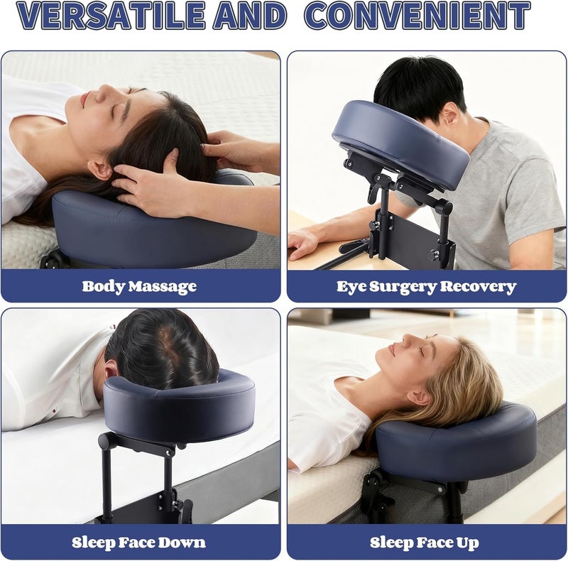 TOROKOM Adjustable Headrest Face Pillow Cradle, Massage Home Mattress Top Massage Kit Face Pillow Cradle & Face Cushion Support Bracket（Blue） - Image 4